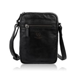 Saszetka męska skórzana czarna na ramię washed leather Paolo Peruzzi SL-03-CSBL. Czarne torby na ramię bez wzorów, z materiału, na ramię, małe, bez dodatków. Za 189.99 zł.