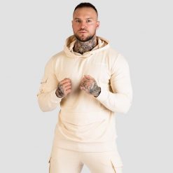 Bluza męska fitness z kapturem piaskowa TRN. Białe bluzy z kapturem GYMBEAM, m, bez wzorów, z bawełny, z kapturem. Za 112.90 zł.