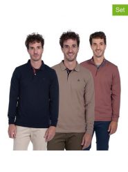 The Time of Bocha Koszulki polo (3 szt.) w kolorze ciemnozielono-szaroróżowo-fioletowym rozmiar: XXL. Niebieskie koszulki polo The Time of Bocha, xxl, bez wzorów, z bawełny, bez kołnierzyka, bez ramiączek. Za 260.99 zł.