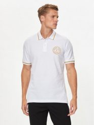 Versace Jeans Couture Polo 76GAGT02 Biały Regular Fit. Białe koszulki polo Versace Jeans Couture, m, bez wzorów, z bawełny, bez kołnierzyka, bez ramiączek. Za 599.99 zł.