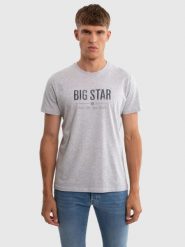 Koszulka męska o klasycznym kroju szara Bruno 901. Szare t-shirty BIG STAR, l, bez wzorów, z bawełny, bez kołnierzyka, bez ramiączek. Za 99.99 zł.
