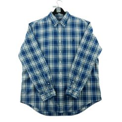 Second life - Klasyczne koszule męskie w kratę - Jak nowy. Niebieskie sztyblety RALPH LAUREN, bez wzorów, bez obcasa, bez zapięcia. Za 212.96 zł.