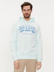 Jack&Jones Bluza Logo 12233597 Błękitny Standard Fit. Niebieskie bluzy Jack&Jones, l, bez wzorów, z bawełny, bez kaptura. Za 129.99 zł.