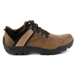 Olivier Skórzane buty trekkingowe męskie 311GT brązowe pomarańczowe. Brązowe trekkingi bez wzorów, ze skóry, bez zapięcia. Za 351.82 zł.