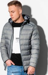 Ombre Kurtka męska zimowa pikowana C451 - szara L. Szare kurtki Ombre, na zimę, l, bez wzorów, bez kaptura. Za 259.99 zł.