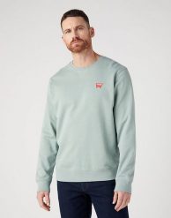 WRANGLER SIGN OFF CREW MĘSKA BLUZA BEZ KAPTURA NIEROZPINANA PRZEZ GŁOWĘ GREEN MILIEU W661I3G63. Zielone bluzy Wrangler, m, bez wzorów, bez kaptura. Za 129.99 zł.