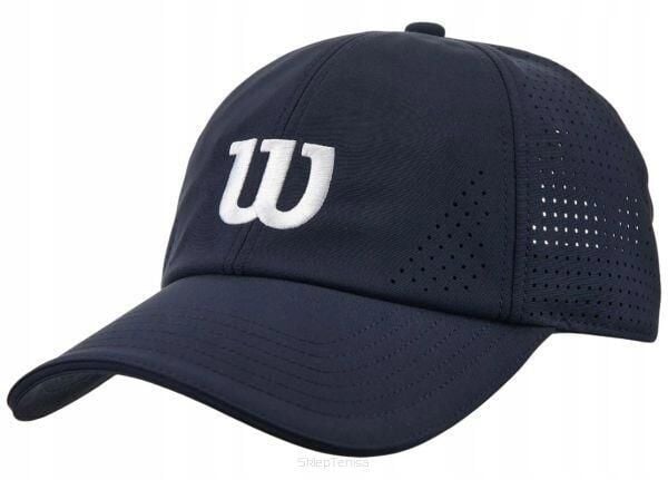 Czapka tenisowa Wilson Active Perforated Cap. Niebieskie czapki z daszkiem Wilson, bez wzorów, z materiału. Za 184.00 zł.