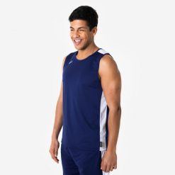 Koszulka do koszykówki bez rękawów unisex Tank 100. Białe bezrękawniki KIPSTA, xs, bez wzorów, z materiału, bez kołnierzyka, bez ramiączek. Za 29.99 zł.