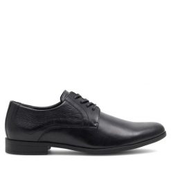 Półbuty Lanetti. Czarne eleganckie półbuty Lanetti, bez wzorów, bez obcasa, bez zapięcia. Za 119.99 zł.