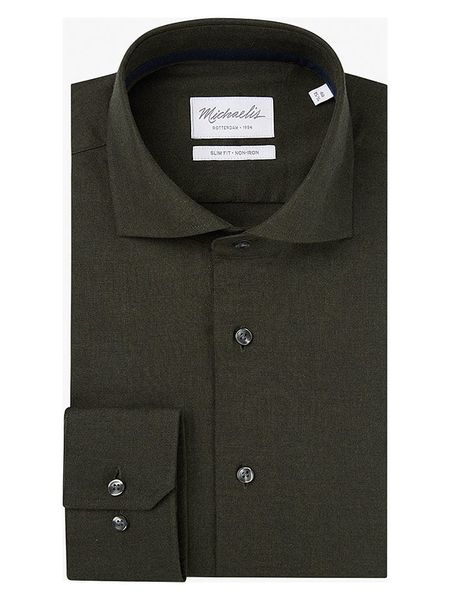 Michaelis Koszula - Slim fit - w kolorze khaki rozmiar: 40. Brązowe koszule Michaelis, bez wzorów, z bawełny, bez kołnierzyka, bez ramiączek. Za 126.75 zł.