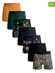 Muchachomalo Bokserki (7 par) w kolorze czarno-ciemnozielono-pomarańczowym rozmiar: 4XL. Czarne bokserki MUCHACHOMALO, xl, bez wzorów. Za 217.99 zł.
