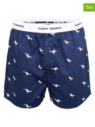 Happy Shorts Bokserki (3 pary) w kolorze granatowym i szarym rozmiar: XL. Niebieskie bokserki Happy Shorts, xl, bez wzorów. Za 70.45 zł.