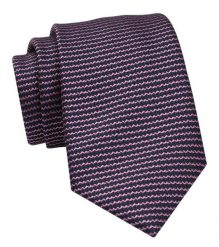 Klasyczny Krawat Męski - ALTIES - Granat, Różowe Paseczki. Niebieskie krawaty i muchy Alties, bez wzorów, z tkaniny. Za 49.00 zł.