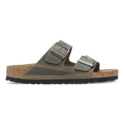 Klapki męskie BIRKENSTOCK ARIZONA LEOI FADED KHAKI. Zielone klapki Birkenstock, ze skóry. Za 419.99 zł.