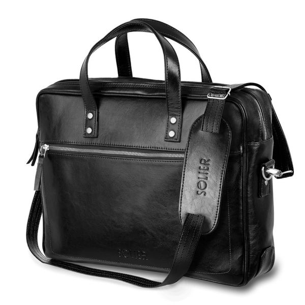 SKÓRZANA TORBA NA LAPTOPA MĘSKA SOLIER SL04 WATERFORD CZARNA. Czarne torby na laptopa . Za 536.99 zł.