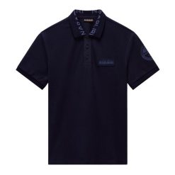 Koszulka polo męska Napapijri E-Amundsen 1. Niebieskie koszulki polo sportowe Napapijri, l, bez wzorów, bez kołnierzyka, bez ramiączek. Za 249.99 zł.