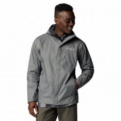 Kurtka przeciwdeszczowa męska Columbia Watertight II Jacket z kapturem. Szare kurtki Columbia, m, bez wzorów, z kapturem. Za 289.99 zł.