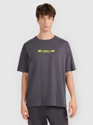 4F T-shirt oversize z nadrukiem męski 4F x Robert Lewandowski - szary S. Szare t-shirty sportowe 4F, bez wzorów, z bawełny, bez ramiączek. Za 129.99 zł.