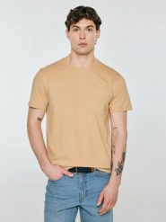 Koszulka męska z kieszonką beżowa Tomes 801. Brązowe t-shirty BIG STAR, l, z aplikacjami, z bawełny, bez kołnierzyka, bez ramiączek. Za 99.99 zł.