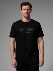 4F T-shirt regular z nadrukiem męski 4F x Robert Lewandowski - czarny M. Czarne t-shirty 4F, l, bez wzorów, z bawełny, bez kołnierzyka, bez ramiączek. Za 79.99 zł.