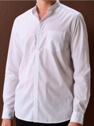 Koszula z długim rękawem w kropki - biały. Białe koszule Sinsay, l, bez wzorów, bez kołnierzyka, bez ramiączek. Za 49.99 zł.