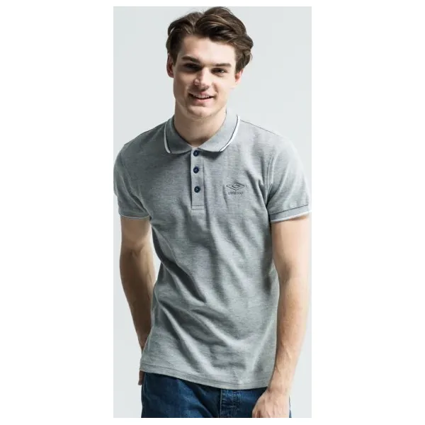 Umbro Polo Natlo , szary, rozmiar L. Szare koszulki polo sportowe Umbro, l, bez wzorów, z bawełny, bez kołnierzyka, bez ramiączek. Za 79.99 zł.