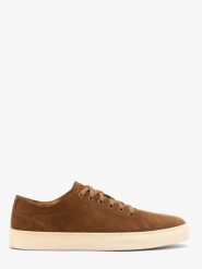 Brązowe buty męskie typu trampki ze skóry welurowej DILLON. Brązowe trampki Ryłko, m, bez wzorów, bez zapięcia. Za 429.99 zł.