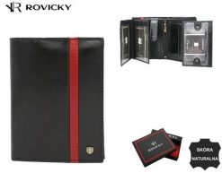 Portfel męski Rovicky 22313-RVTP czarny. Czarne portfele ROVICKY, z aplikacjami, ze skóry. Za 105.99 zł.