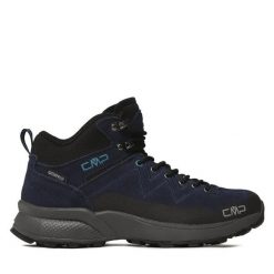 Trekkingi CMP. Niebieskie botki sznurowane CMP, bez wzorów, bez obcasa, bez zapięcia. Za 329.99 zł.