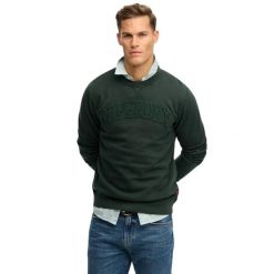 Bluza z okrągłym dekoltem w kolorze ton w ton Superdry Vintage Athletic. Zielone bluzy Superdry, m, bez wzorów, bez kaptura. Za 333.95 zł.