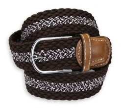 Brązowy Parciany, Elastyczny Męski Pasek do Spodni, Pleciony, Casual -ALTIES- z Melanżowym Paskiem. Brązowe paski Alties, bez wzorów, z elastanu, casualowe. Za 59.00 zł.