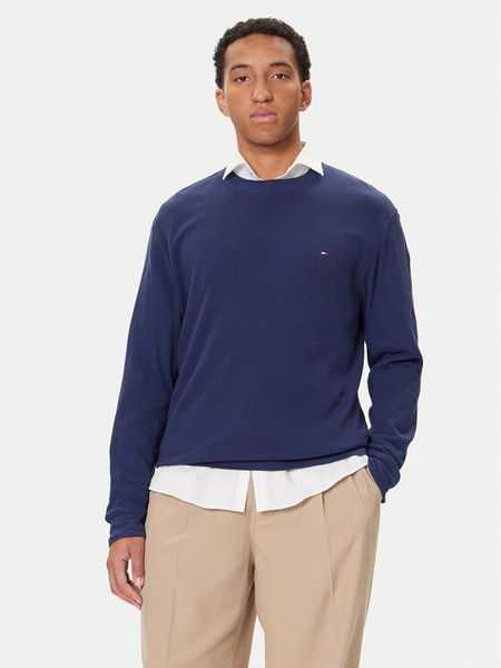 Tommy Hilfiger Bluza UM0UM03620 Niebieski Regular Fit. Niebieskie bluzy Tommy Hilfiger, m, bez wzorów, z bawełny, bez kaptura. Za 199.99 zł.