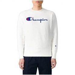 Bluza sportowa męska Champion Reverse Weave Embroidered Script Logo. Białe bluzy bez kaptura Champion, m, bez wzorów, bez kaptura. Za 551.00 zł.