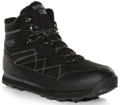 Buty trekkingowe dla meżczyzn Regatta VENDEAVOUR PRO. Czarne buty turystyczne Regatta, bez wzorów, z materiału, bez zapięcia, trekkingowe. Za 259.99 zł.