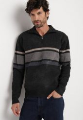 Ciemnoszary Sweter Golf z Wełną Zapinany na Suwak przy Dekolcie Dailaia. Szare golfy Born2be, m, bez wzorów, z wełny, bez ramiączek. W wyprzedaży za 84.99 zł.