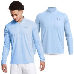 Koszulka męska treningowa Under Armour Tech z długim rękawem. Niebieskie bluzy Under Armour, m, bez wzorów, bez kaptura. W wyprzedaży za 158.20 zł.