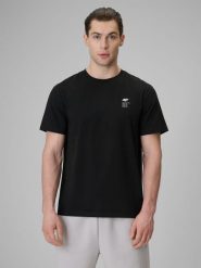 4F T-shirt regular gładki męski - czarny M. Czarne t-shirty 4F, m, bez wzorów, z bawełny, bez kołnierzyka, bez ramiączek. Za 59.99 zł.