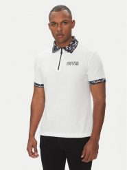 Versace Jeans Couture Polo 78GAGT02 Biały Regular Fit. Białe koszulki polo Versace Jeans Couture, l, bez wzorów, z bawełny, bez kołnierzyka, bez ramiączek. Za 859.99 zł.
