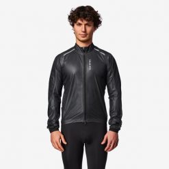 Second Life - Kurtka rowerowa szosowa Van Rysel RCR Ultralight przeciwdeszczowa. Czarne kurtki VAN RYSEL, l, bez wzorów, z materiału, bez kaptura. Za 179.99 zł.