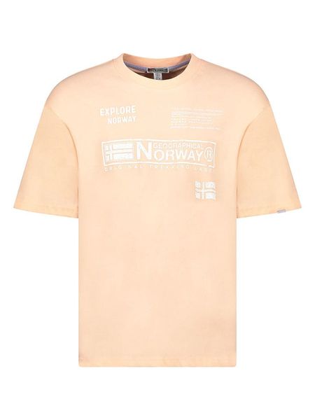 Geographical Norway Koszulka "Jartin" w kolorze brzoskwiniowym rozmiar: 3XL. Pomarańczowe bezrękawniki Geographical Norway, xl, bez wzorów, z bawełny, bez kołnierzyka, bez ramiączek. Za 62.03 zł.