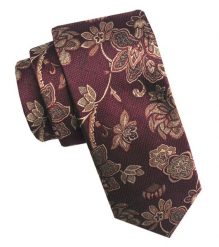 Elegancki i Modny Męski Krawat - Angelo di Monti - Bordo w Kwiaty. Czerwone krawaty i muchy Angelo di Monti, bez wzorów, z tkaniny. Za 45.00 zł.