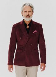 PAKO LORENTE – Sztruksowa dwurzędowa marynarka męska. Czerwone garnitury Pako Lorente, na co dzień, m, bez wzorów, z poliesteru. Za 549.99 zł.