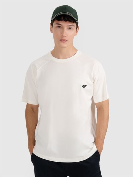 4F T-shirt oversize gładki męski - biały M. Białe t-shirty 4F, m, bez wzorów, z bawełny, bez kołnierzyka, bez ramiączek. Za 69.99 zł.