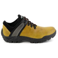 Olivier Skórzane buty trekkingowe męskie 311GT żółte. Żółte trekkingi bez wzorów, ze skóry, bez zapięcia. Za 351.82 zł.