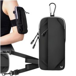 Opaska na ramię na telefon do biegania armband saszetka etui pokrowiec. Czarne torby na ramię Wozinsky, bez wzorów, na ramię, bez dodatków. Za 29.99 zł.