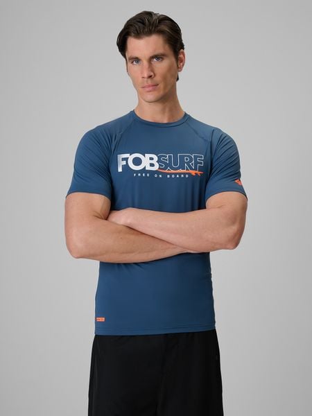 4F Koszulka do pływania i sportów wodnych z filtrem UPF50+ męska - granatowa XL. Niebieskie t-shirty 4F, l, bez wzorów, z materiału, bez kołnierzyka, bez ramiączek. Za 99.99 zł.