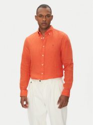 Tommy Hilfiger Koszula MW0MW34602 Pomarańczowy Regular Fit. Brązowe koszule Tommy Hilfiger, m, bez wzorów, ze lnu, bez kołnierzyka, bez ramiączek. Za 379.99 zł.