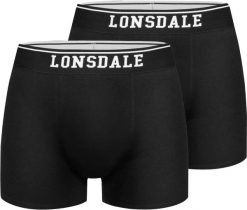Bokserki męskie Lonsdale Oxfordshire, 2-pak, czarne. Czarne bokserki Lonsdale, m, bez wzorów, z bawełny. Za 160.99 zł.