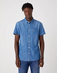 KOSZULA MĘSKA WRANGLER SS 1PKT SHIRT LIGHT SUMMER W5J15K30N 112130164. Koszule Wrangler, m, bez wzorów, bez kołnierzyka, bez ramiączek. Za 159.99 zł.