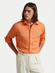 Polo Ralph Lauren Koszula 710968915009 Pomarańczowy Slim Fit. Brązowe koszule Polo Ralph Lauren, m, bez wzorów, ze lnu, bez kołnierzyka, bez ramiączek. Za 759.99 zł.